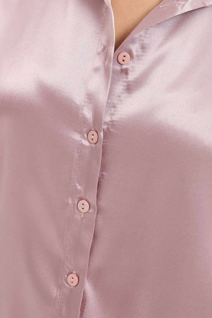 BGD Women Lightweight Draped Satin Shirt - Dusty Rose - Avondale