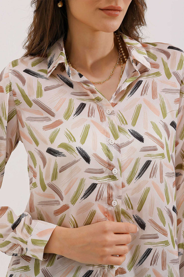 BGD Women Lightweight Draped Satin Shirt - Forest Green - Avondale