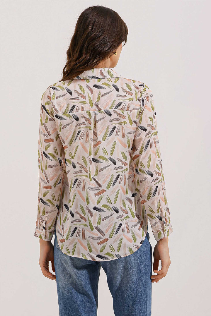 BGD Women Lightweight Draped Satin Shirt - Forest Green - Avondale