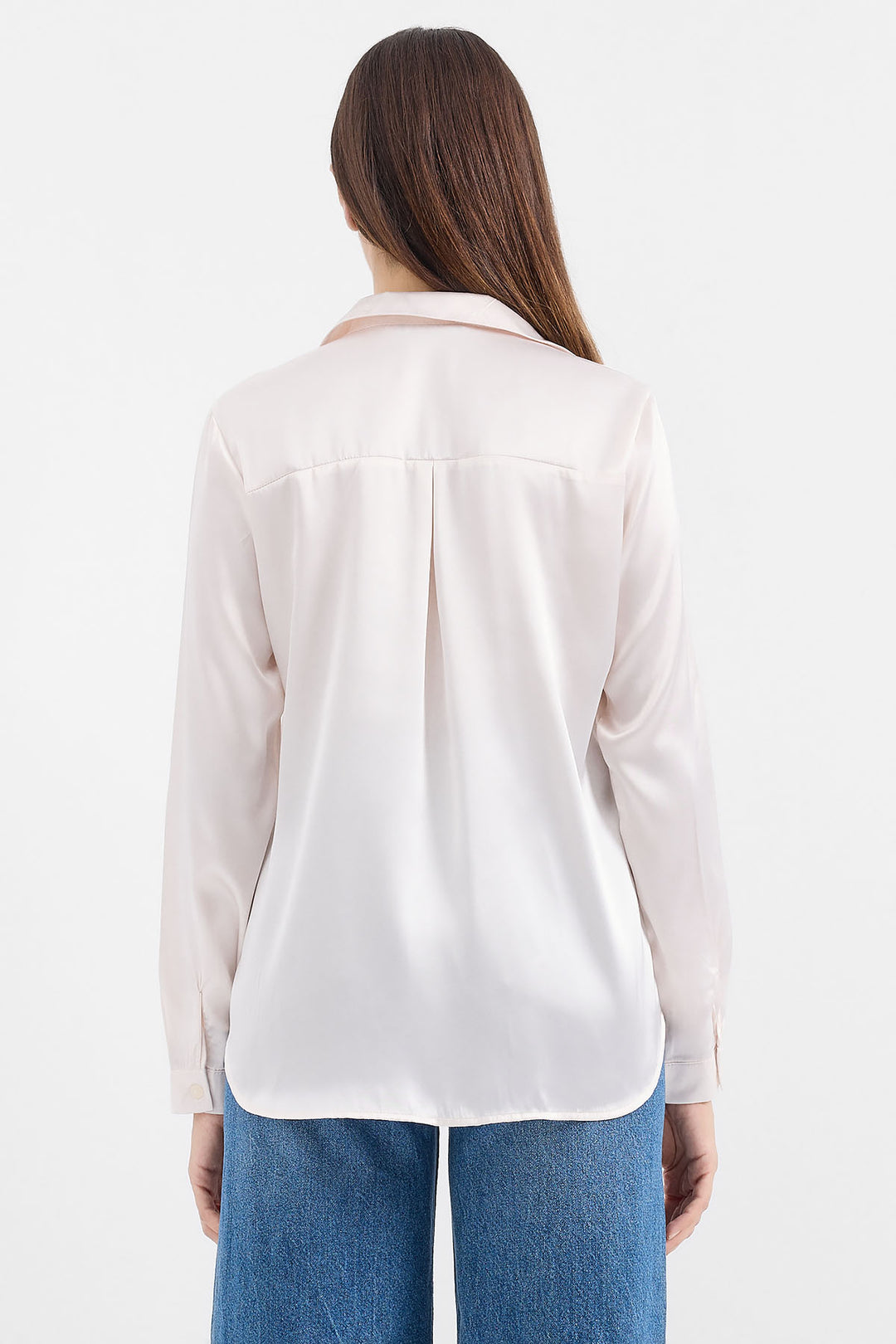 BGD Women Lightweight Draped Satin Shirt - Cream - Avondale