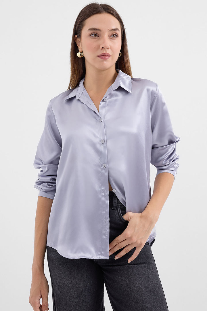 BGD Women Lightweight Satin Shirt - Lilac - Avondale