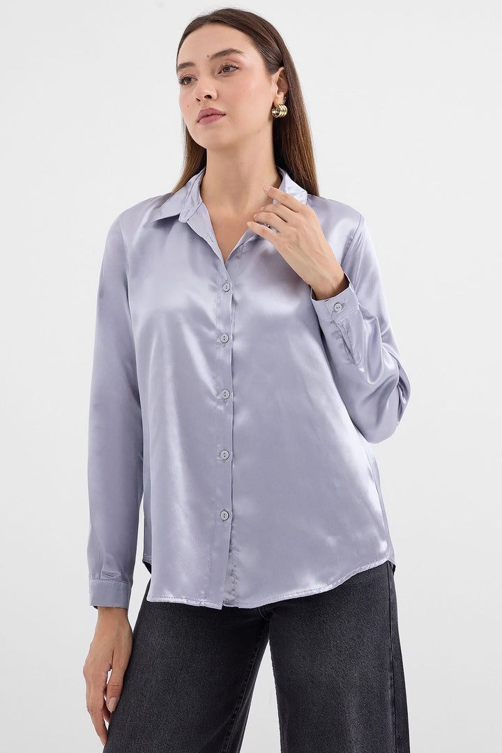 BGD Women Lightweight Satin Shirt - Lilac - Avondale