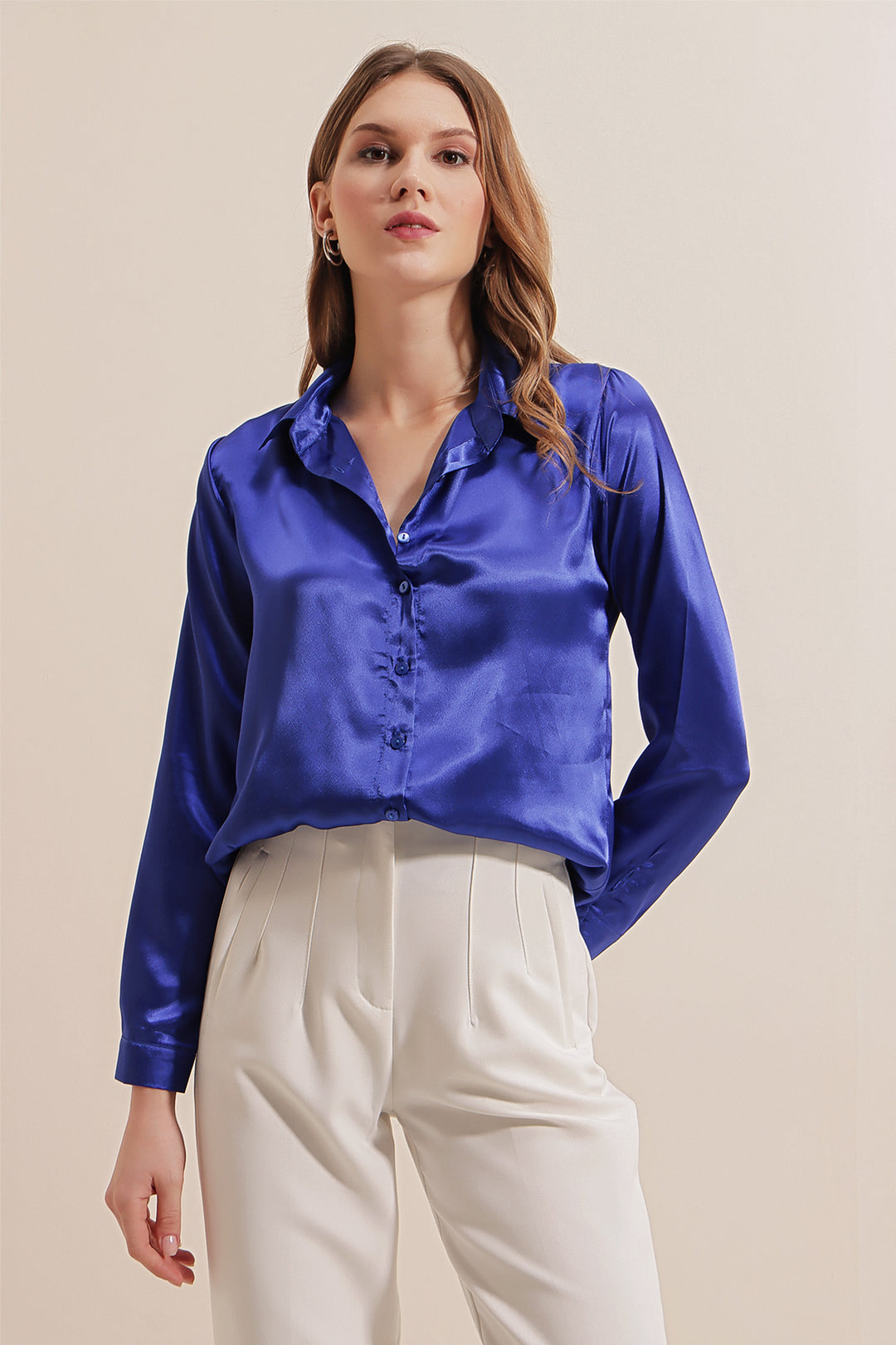 BGD Women Lightweight Draped Satin Shirt - Saks - Avondale
