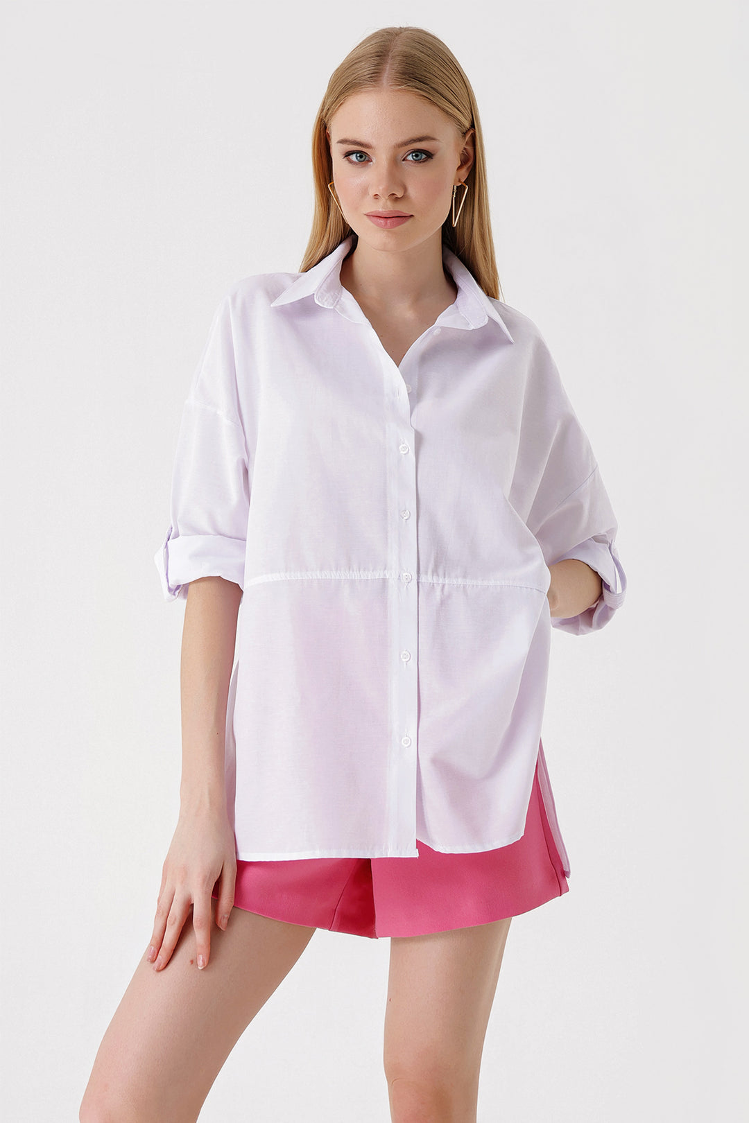 BGD Women Slit Poplin Shirt - White - Avondale