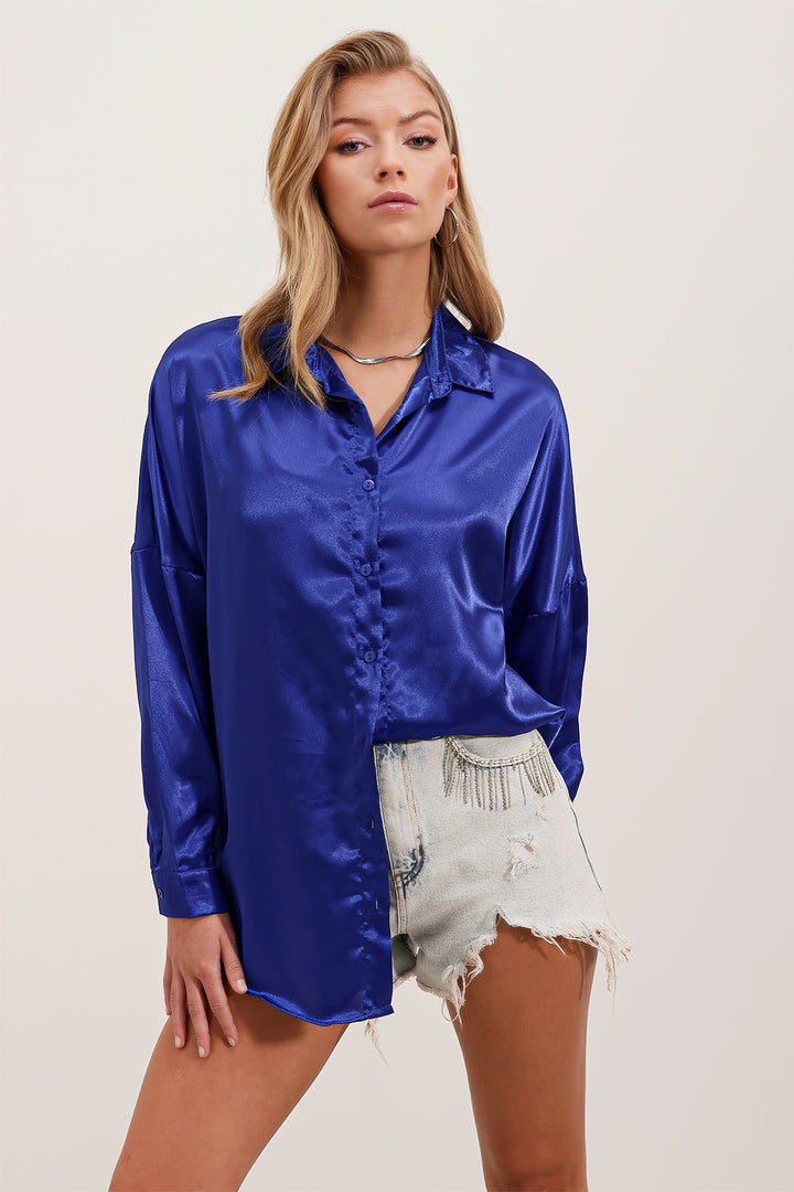 BGD Women Oversized Satin Shirt - Saks - Avondale