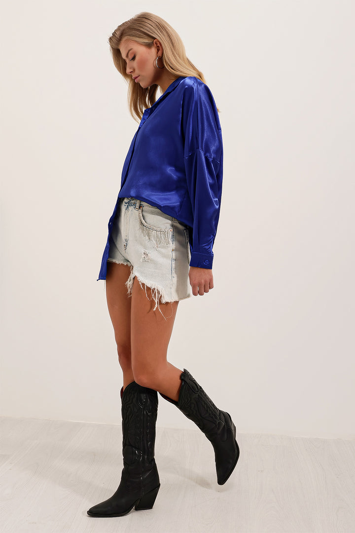 BGD Women Oversized Satin Shirt - Saks - Avondale