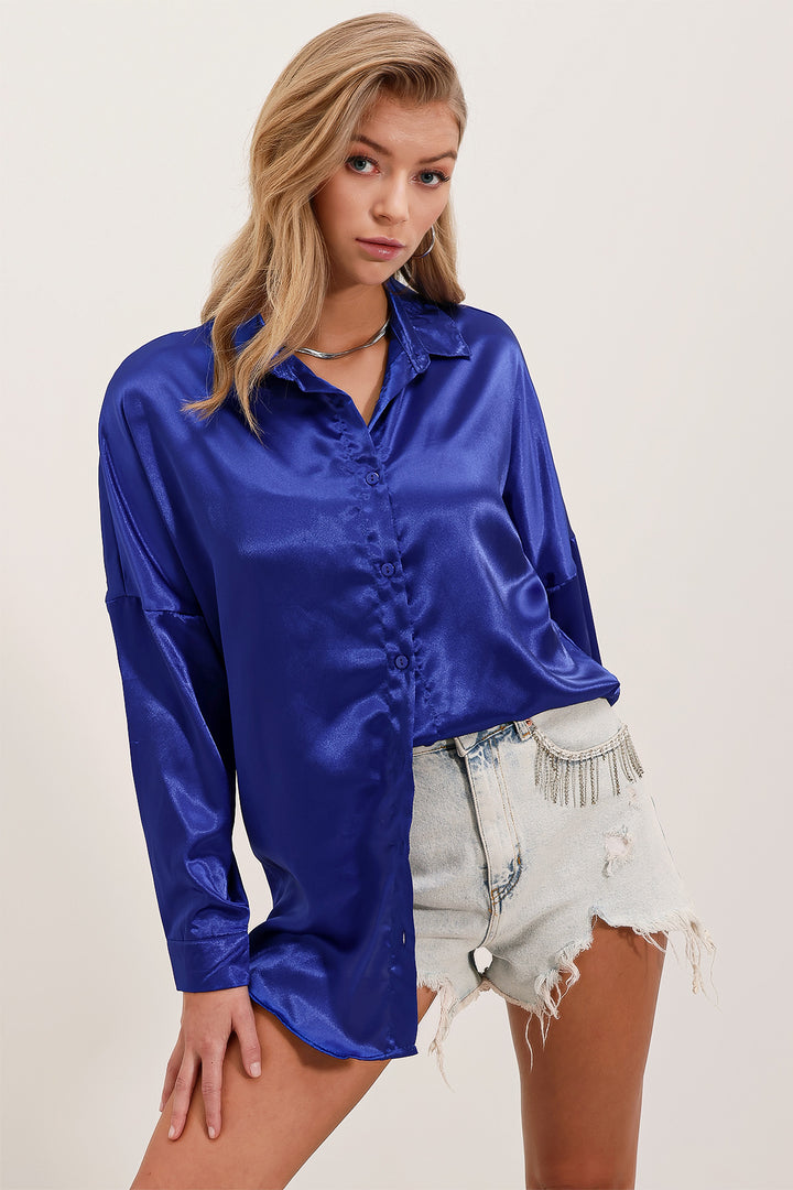 BGD Women Oversized Satin Shirt - Saks - Avondale