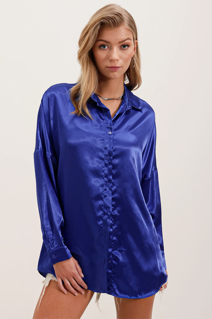 BGD Women Oversized Satin Shirt - Saks - Avondale