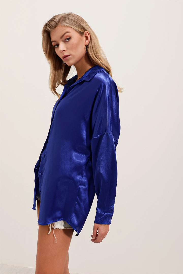 BGD Women Oversized Satin Shirt - Saks - Avondale