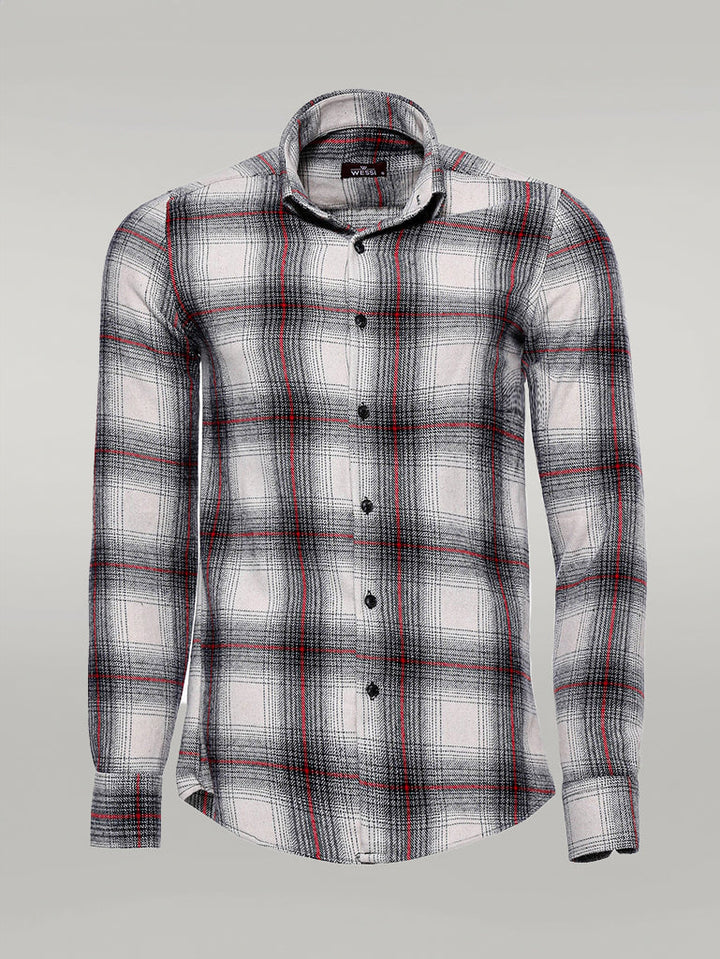 WSS Thick Checked Grey Men Lumberjack Shirt  - Singen