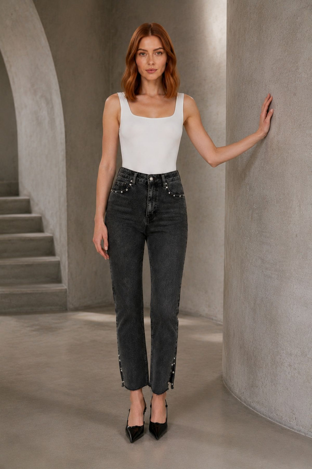 XLJ Mom Jean with Side Slits 1774 - Mollet