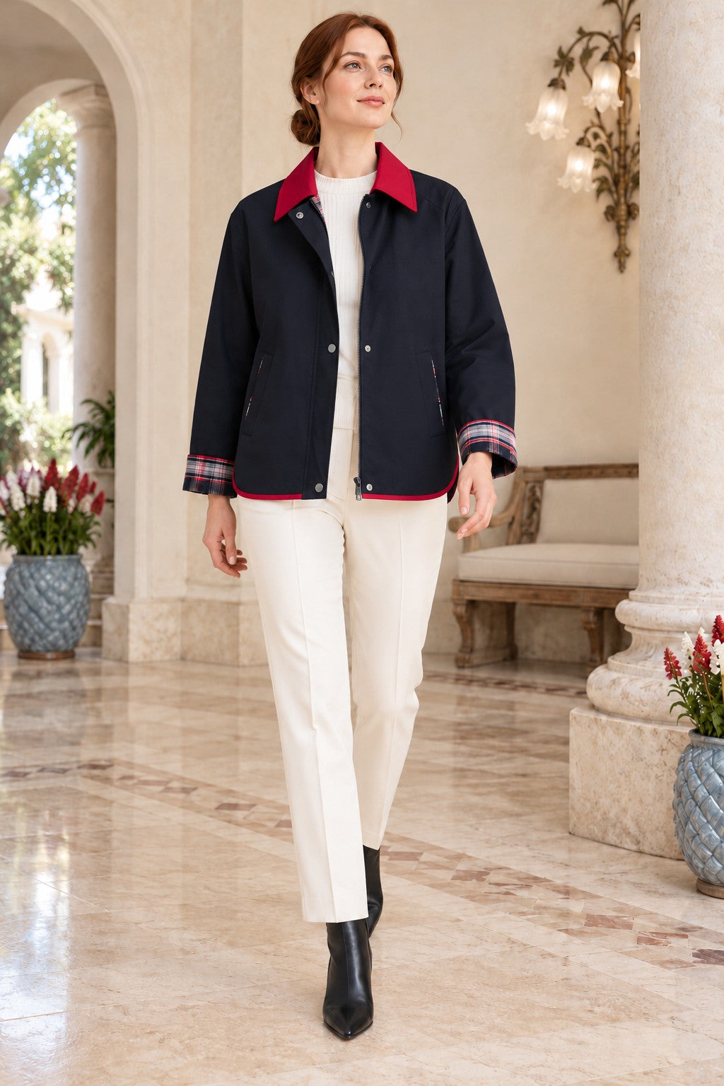 XLJ Plaid Detail Raincoat 6448 - Gallarate
