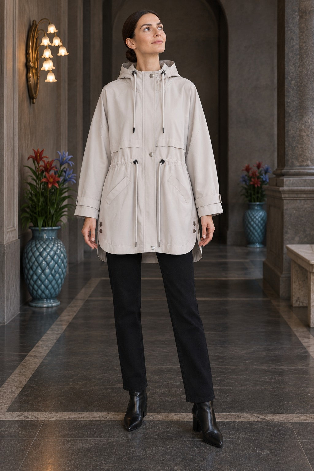 XLJ Drawstring Hooded Raincoat 6302 - Security-Widefield