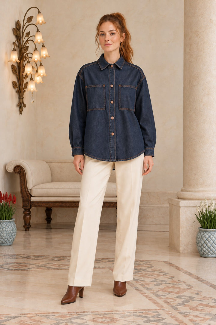 XLJ Oversize Denim Jacket with Buttons 6080 - Chiclana de la Frontera