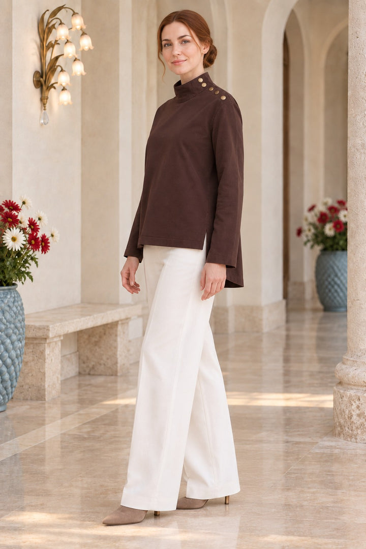 XLJ High-Neck Blouse with Snap Buttons on the Shoulder 441 - Gardena