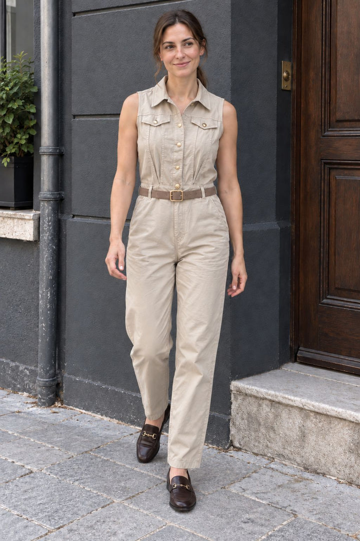 XLJ Sleeveless Jumpsuit with Belt 3097 - North Miami Beach