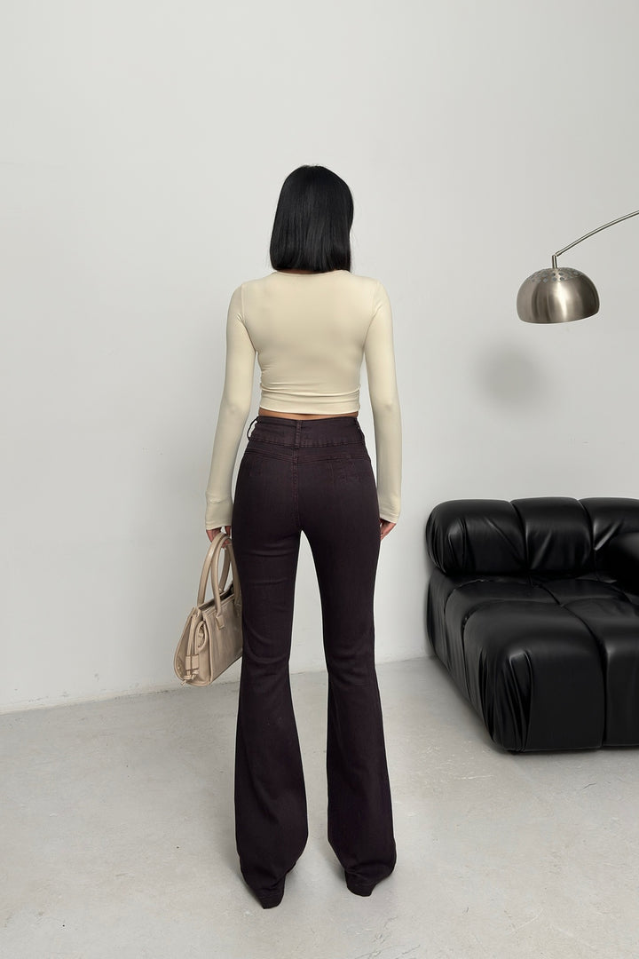 XLJ Stitched Hems Wide Leg Relaxed Jean 7026 - West Orange