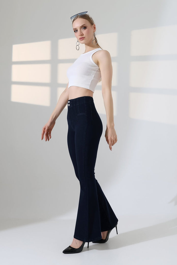 XLJ Flared Jeans with Darts on Front Waist 7021 - Rossano