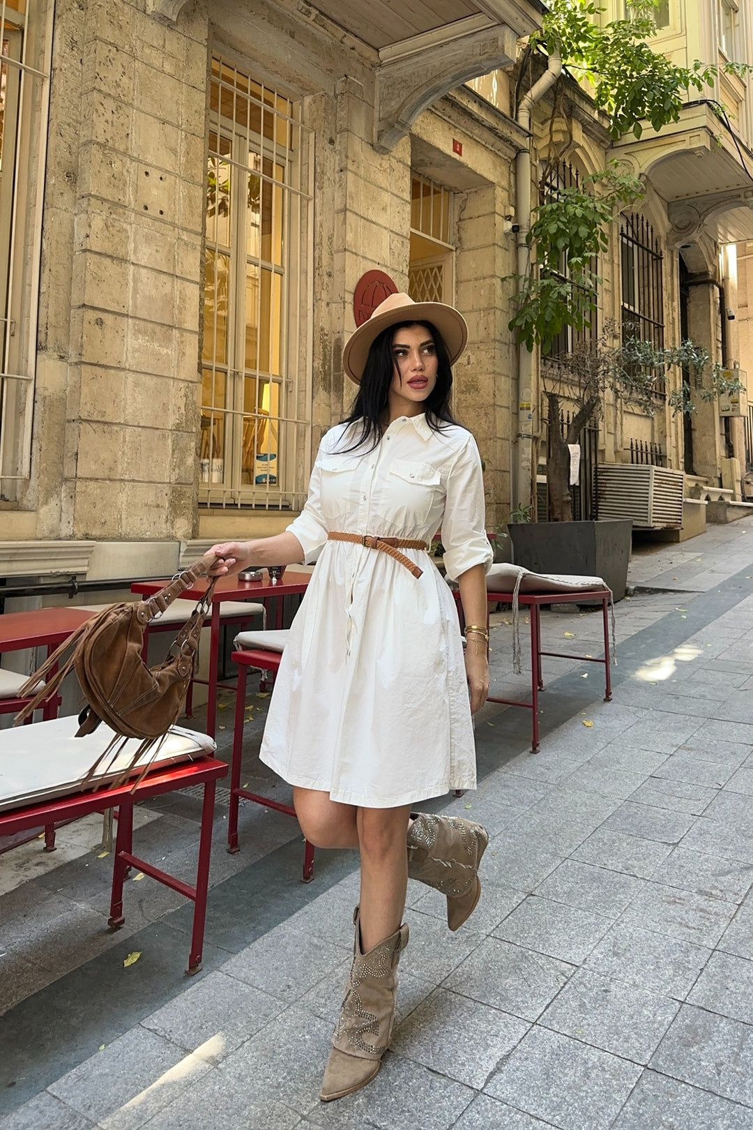 XLJ Short Denim Dress with Ruffle Detail - Maisons-Alfort