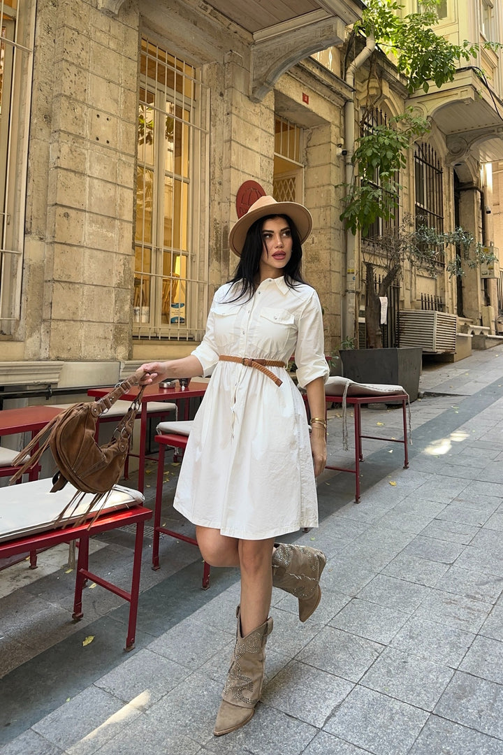 XLJ Short Denim Dress with Ruffle Detail - Maisons-Alfort