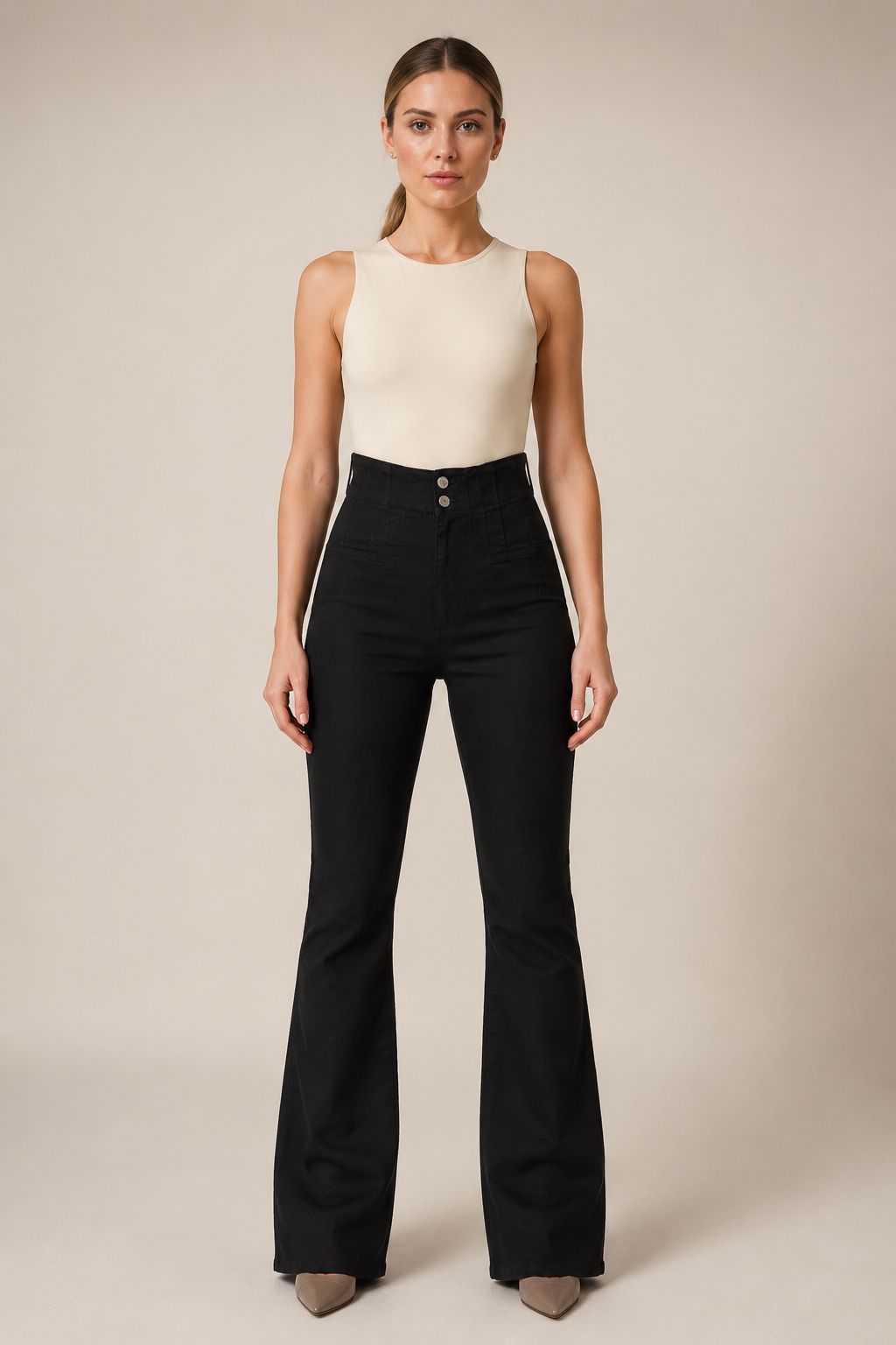 XLJ Flared Jeans with Darts on Front Waist 7021 - Modena