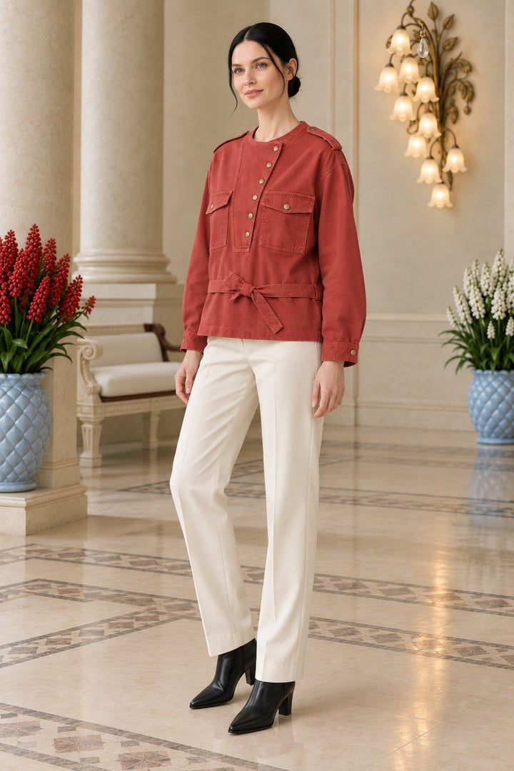 XLJ Shirt with Snap Button Collar and Belt 6379 - Chemnitz