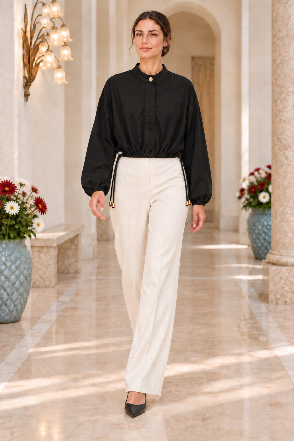 XLJ Crop Shirt with Drawstring Waist 6388 - Reggio di Calabria