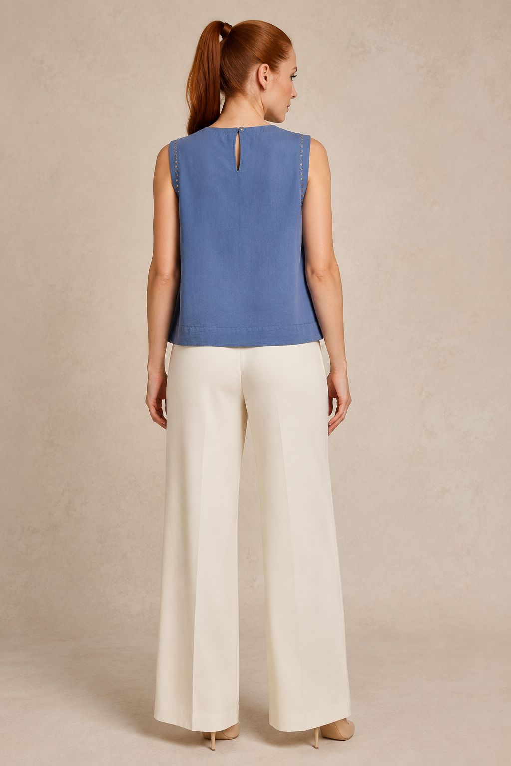 XLJ Sleeveless Blouse with Stud Detail HS431 - Sfântu-Gheorghe