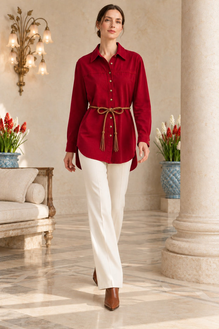 XLJ Lace Detail Button-Down Shirt 6409 - Acatzingo