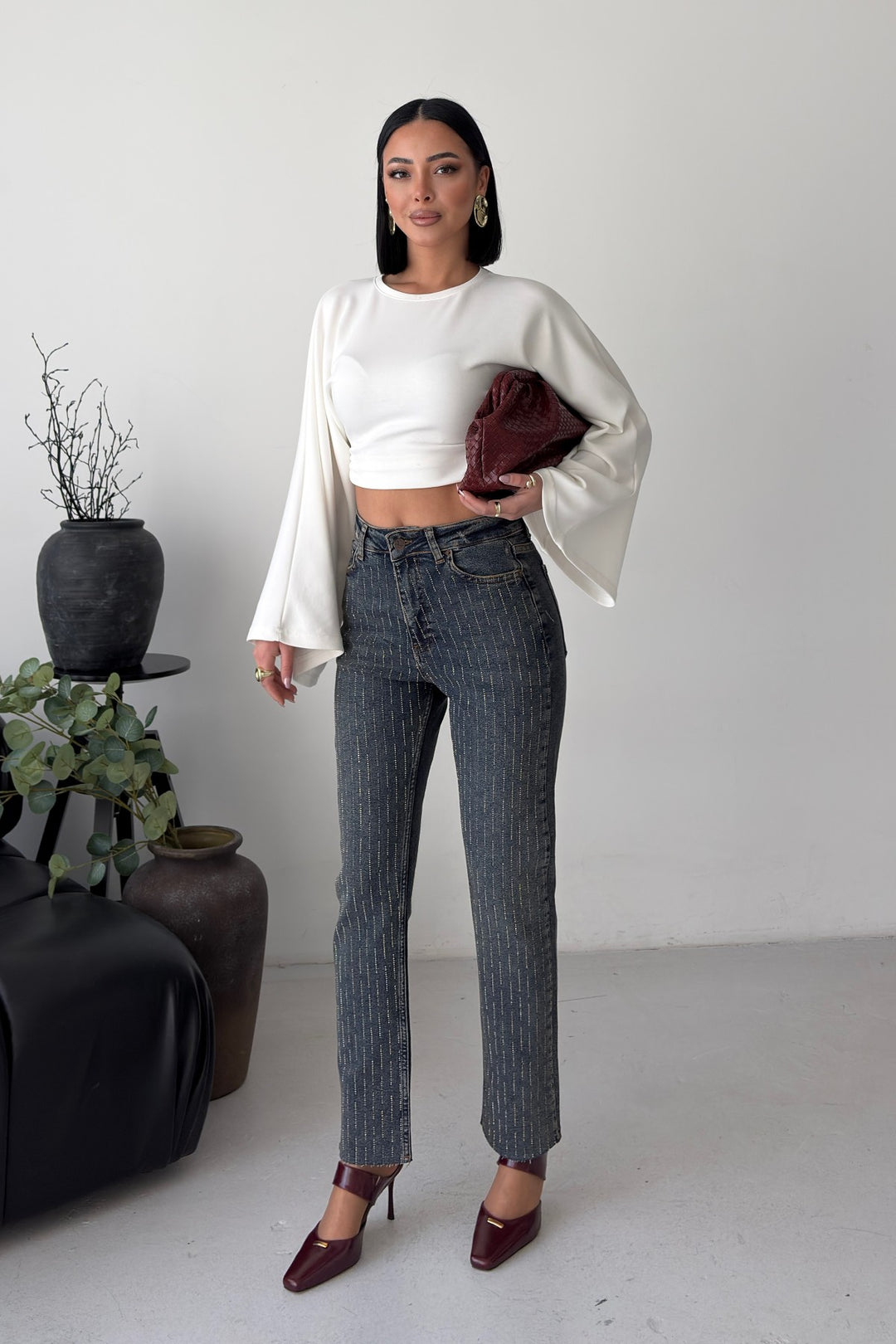 XLJ Rhinestone Mom Fit Jeans - Wembley