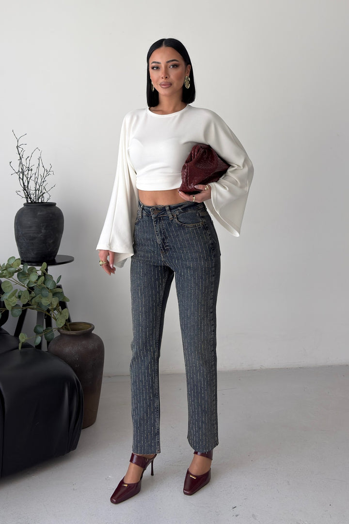 XLJ Rhinestone Mom Fit Jeans - Wembley