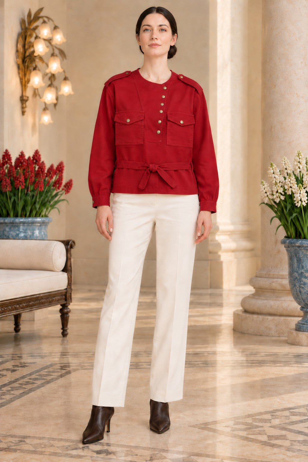 XLJ Shirt with Snap Button Collar and Belt 6379 - Germantown