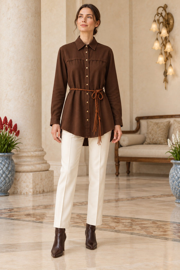 XLJ Lace Detail Button-Down Shirt 6409 - Bondy