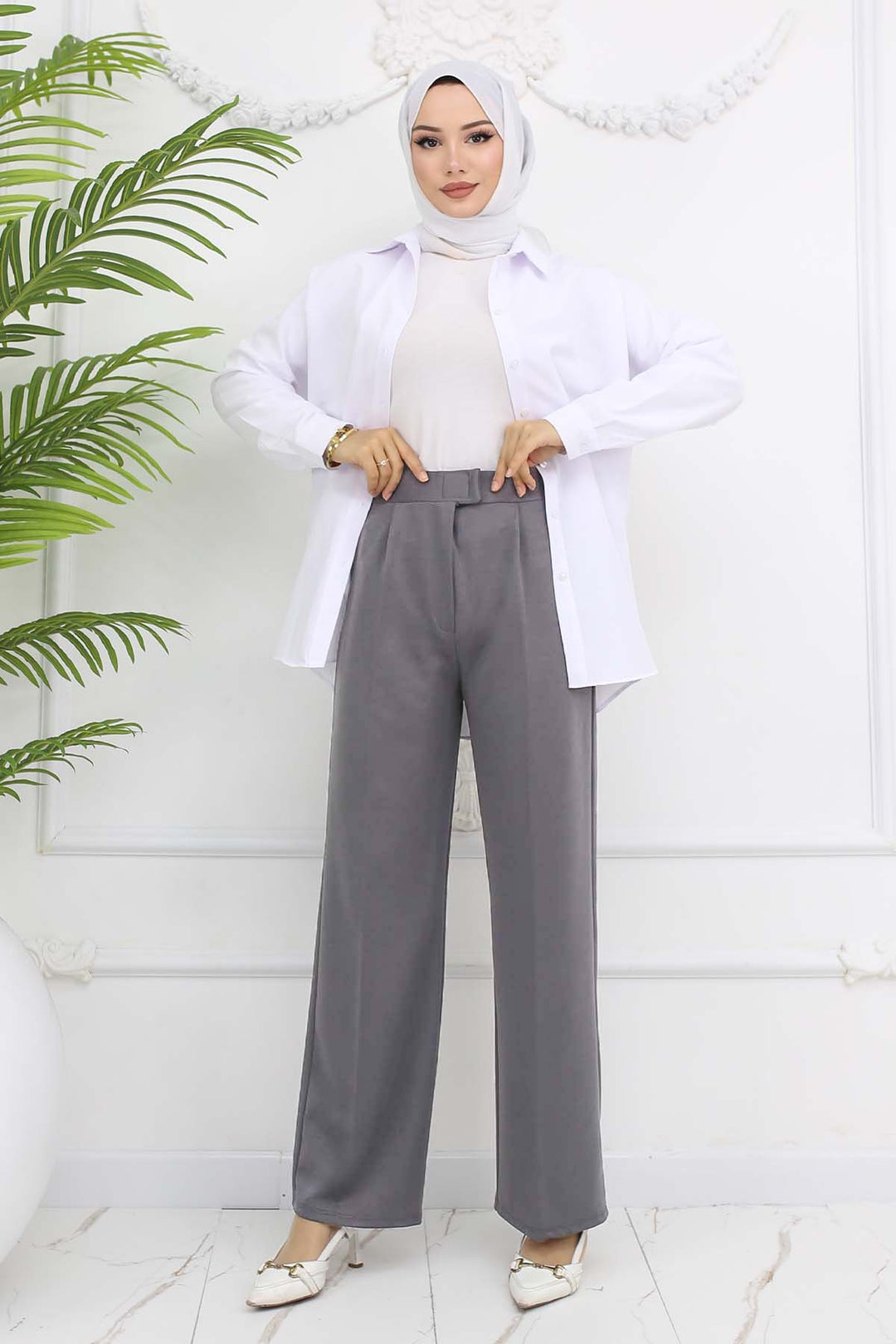 BNG Women Wide Leg Palazzo Pants Gray 3044 - Pine Hills