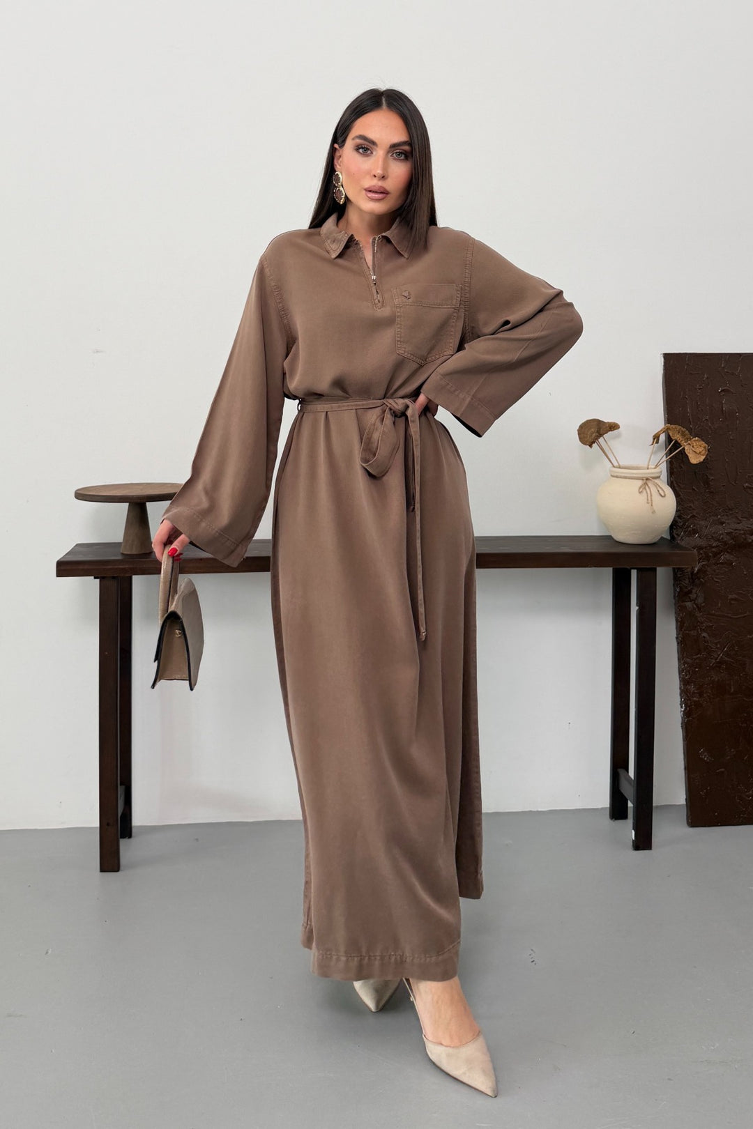 XLJ Belted Long Denim Dress - Rovereto