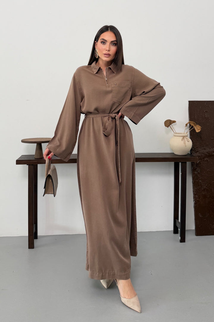 XLJ Belted Long Denim Dress - Rovereto
