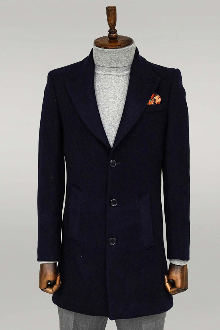 WSS Wide Lapel Wool Black Men Coat  - Boulogne-sur-Mer