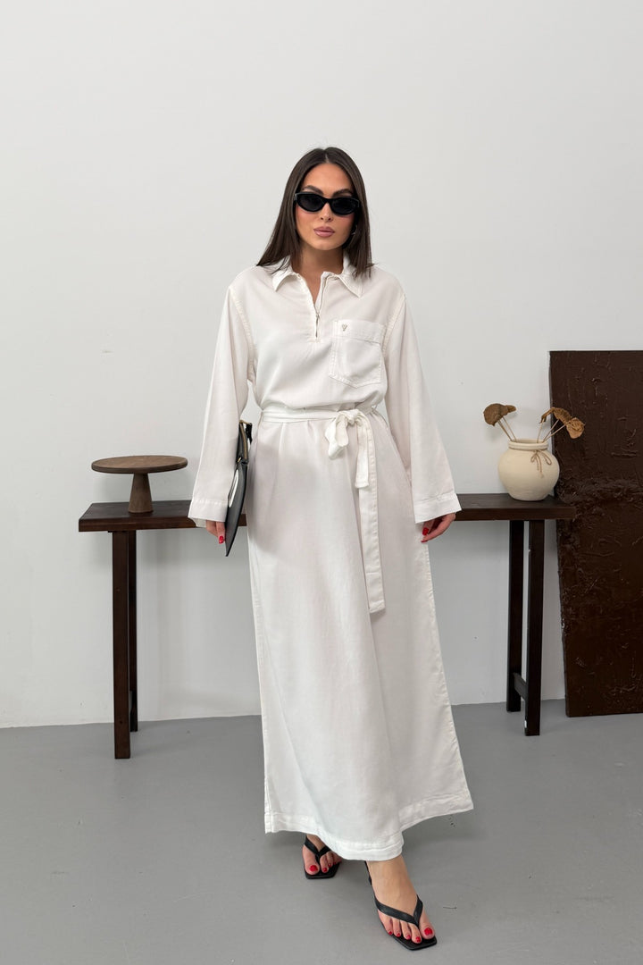 XLJ Belted Long Denim Dress - Round Lake Beach