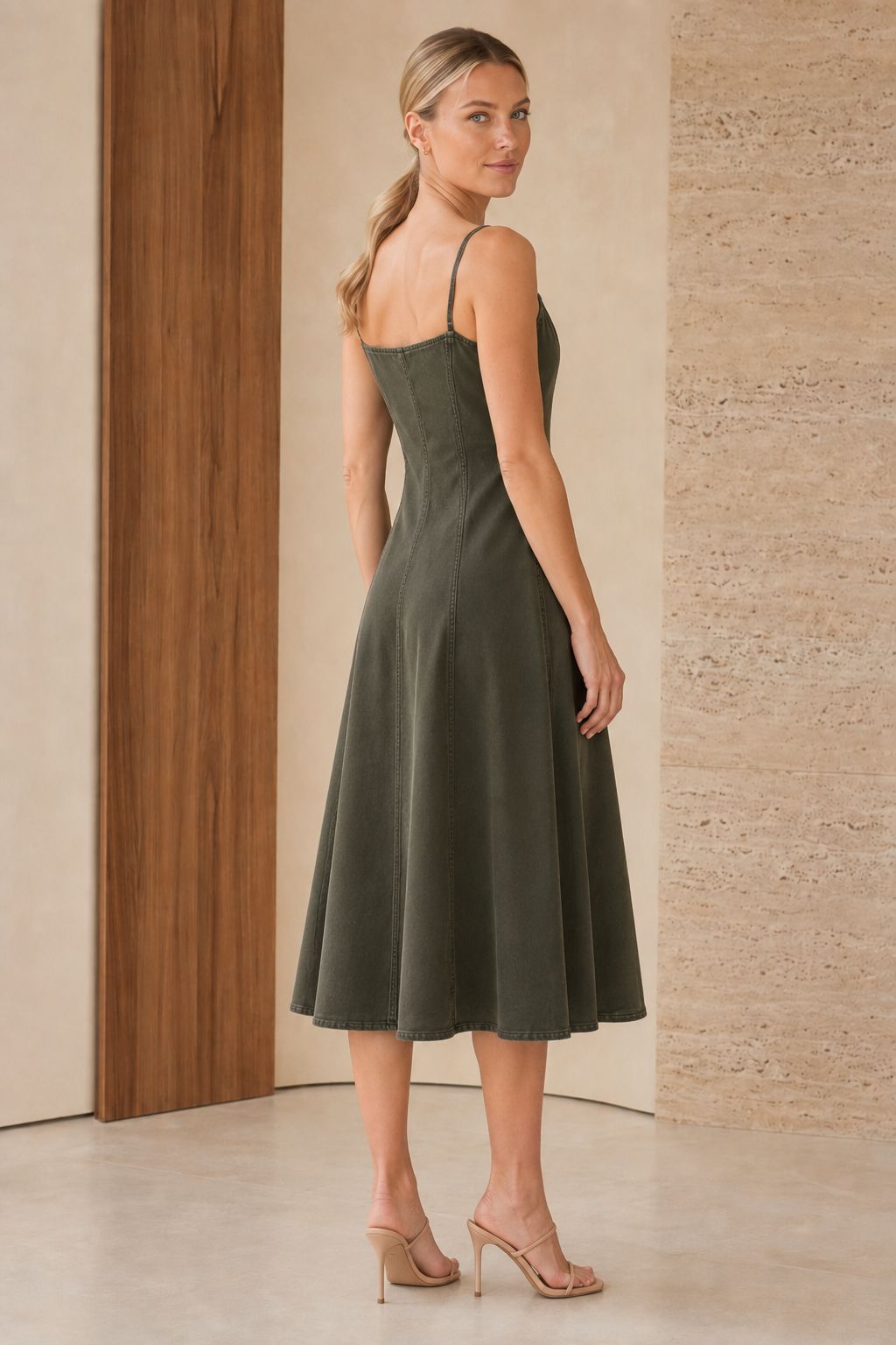 XLJ Elevator Strap Linen Dress HS3107 - Port Coquitlam