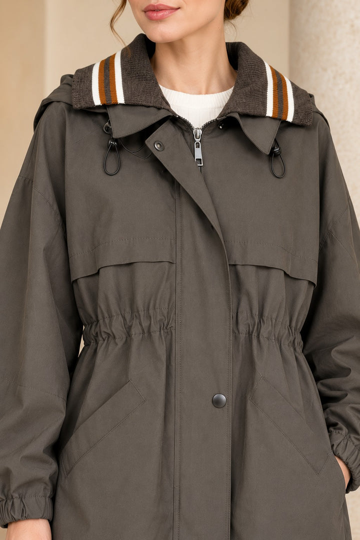XLJ Knitted Detail Hooded Raincoat 6301 - Port Huron