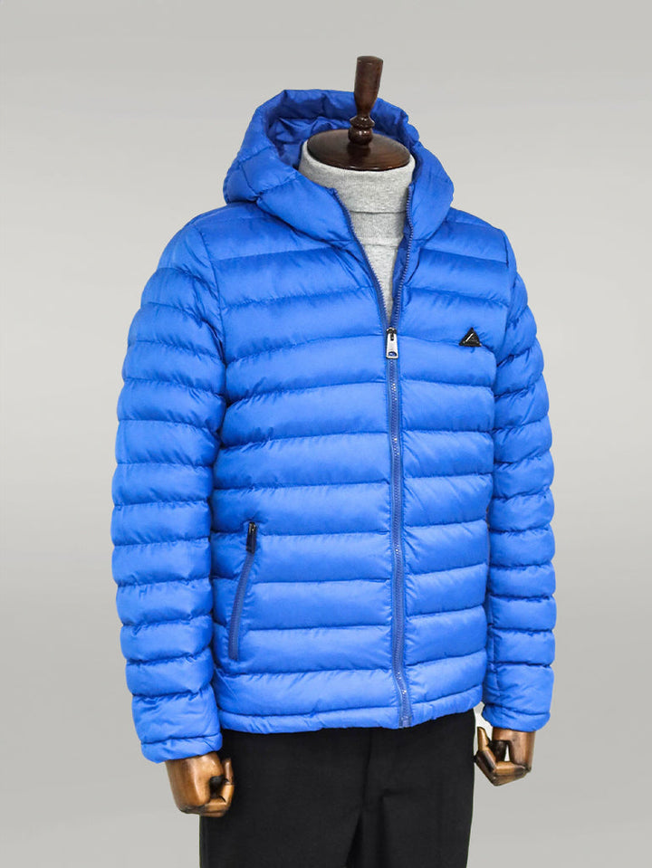 WSS Quilted Hooded Puffer Blue Men's Coat  - Ivry-sur-Seine
