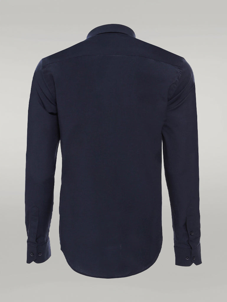 WSS Plain Long Sleeves Regular Fit Navy Blue Men Shirt  - Singen