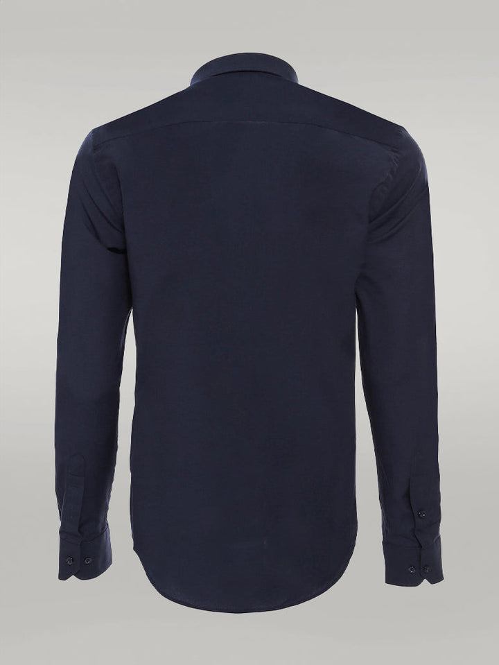 WSS Plain Long Sleeves Regular Fit Navy Blue Men Shirt  - Singen