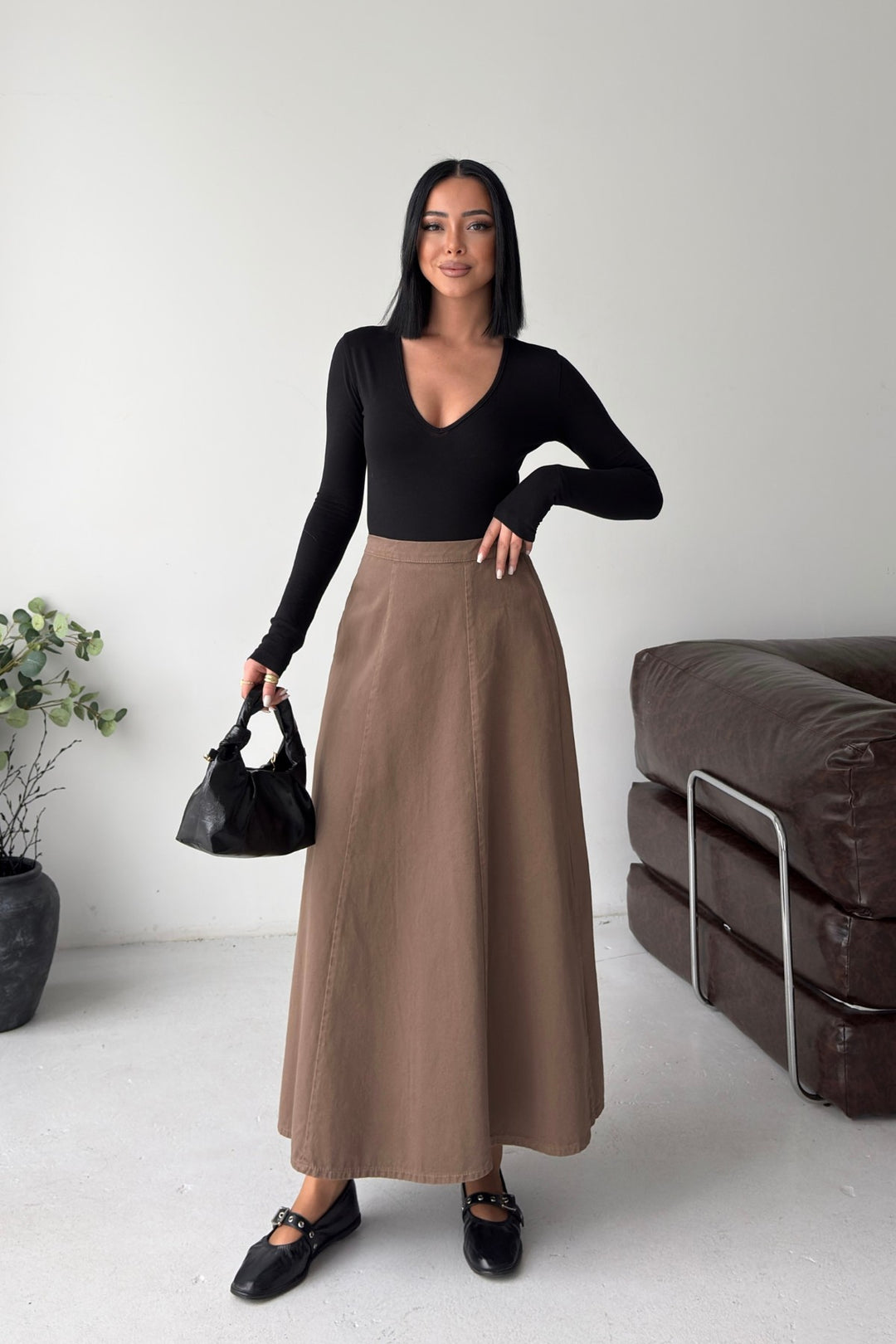 XLJ Ruffled Long Skirt with Elasticated Waist 1063 - Monterey Park