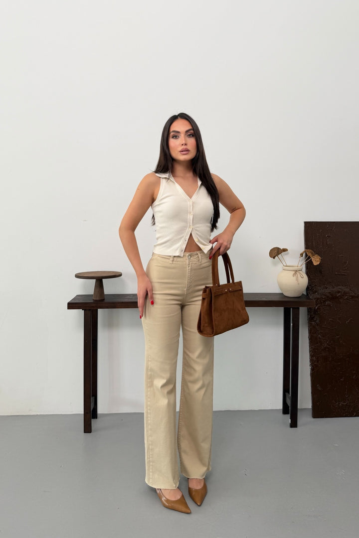 XLJ Wide Leg Palazzo Relaxed Jean with Decorative Front Pockets 1710 - Courbevoic