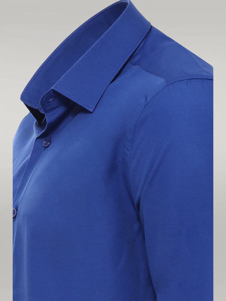 WSS Plain Long Sleeves Indigo Blue Men Shirt  - Singen