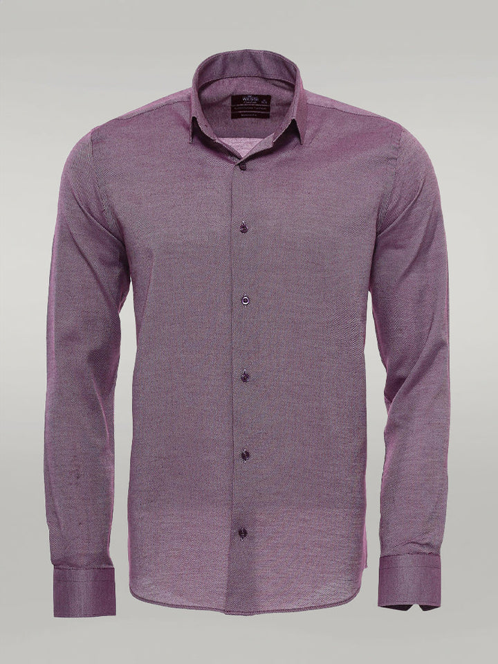 WSS Burgundy Patterned Long Sleeve Shirt  - Singen