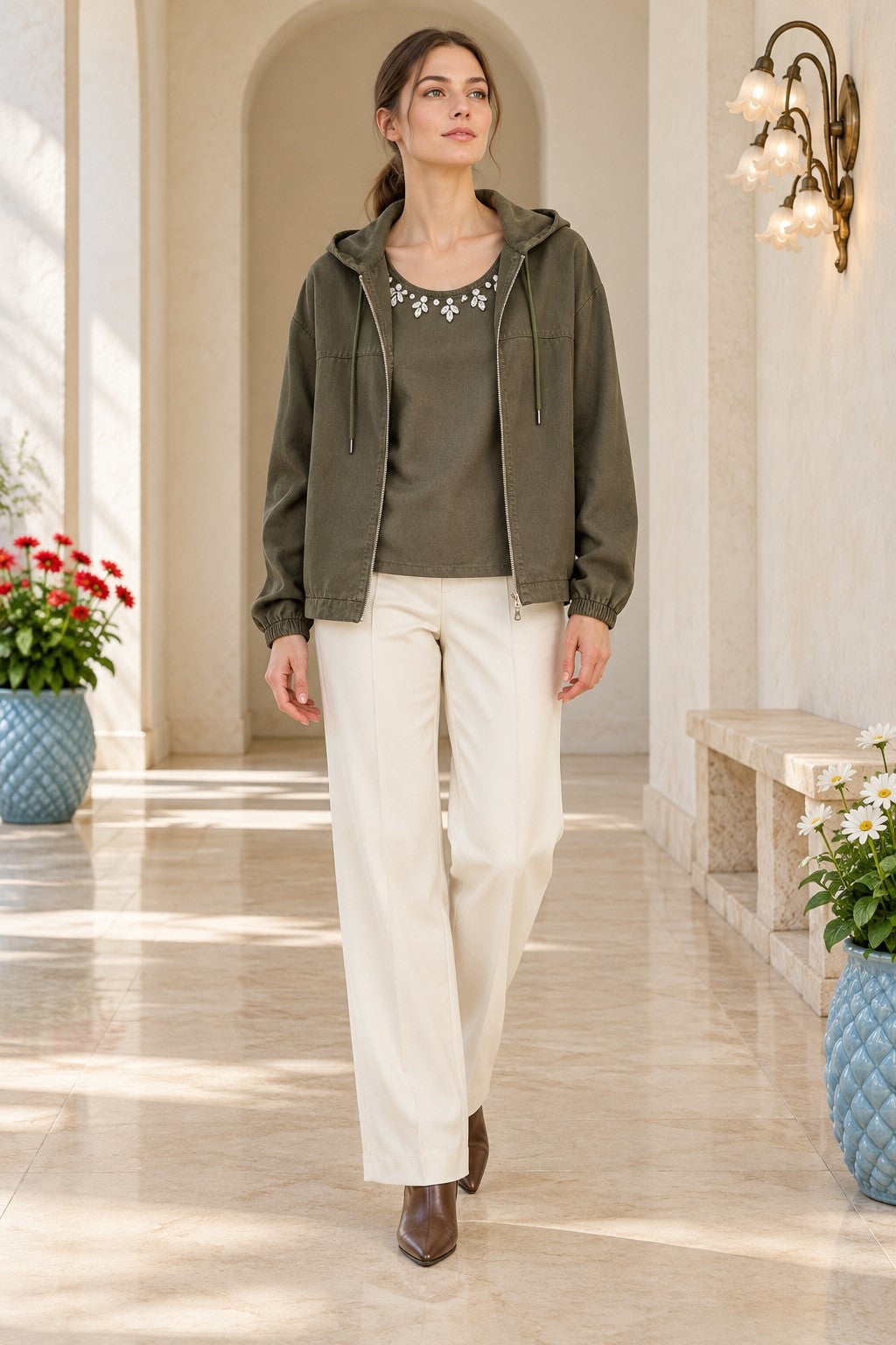 XLJ Hooded Cardigan with Integrated Undershirt 6392 - Bagnolet