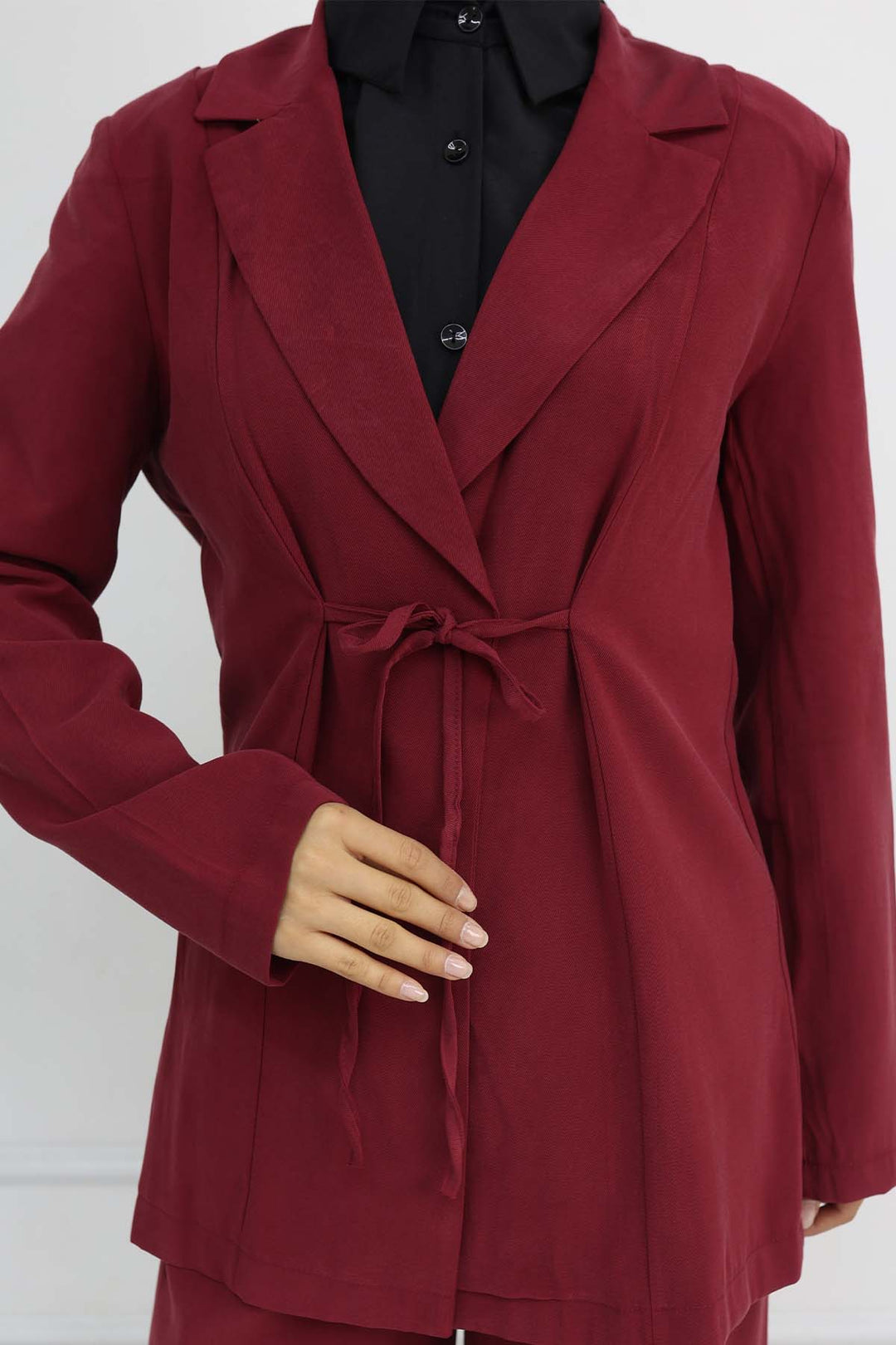 BNG Women İp Bağcıklı Ceket Takım Bordo 2265 - Hoorn