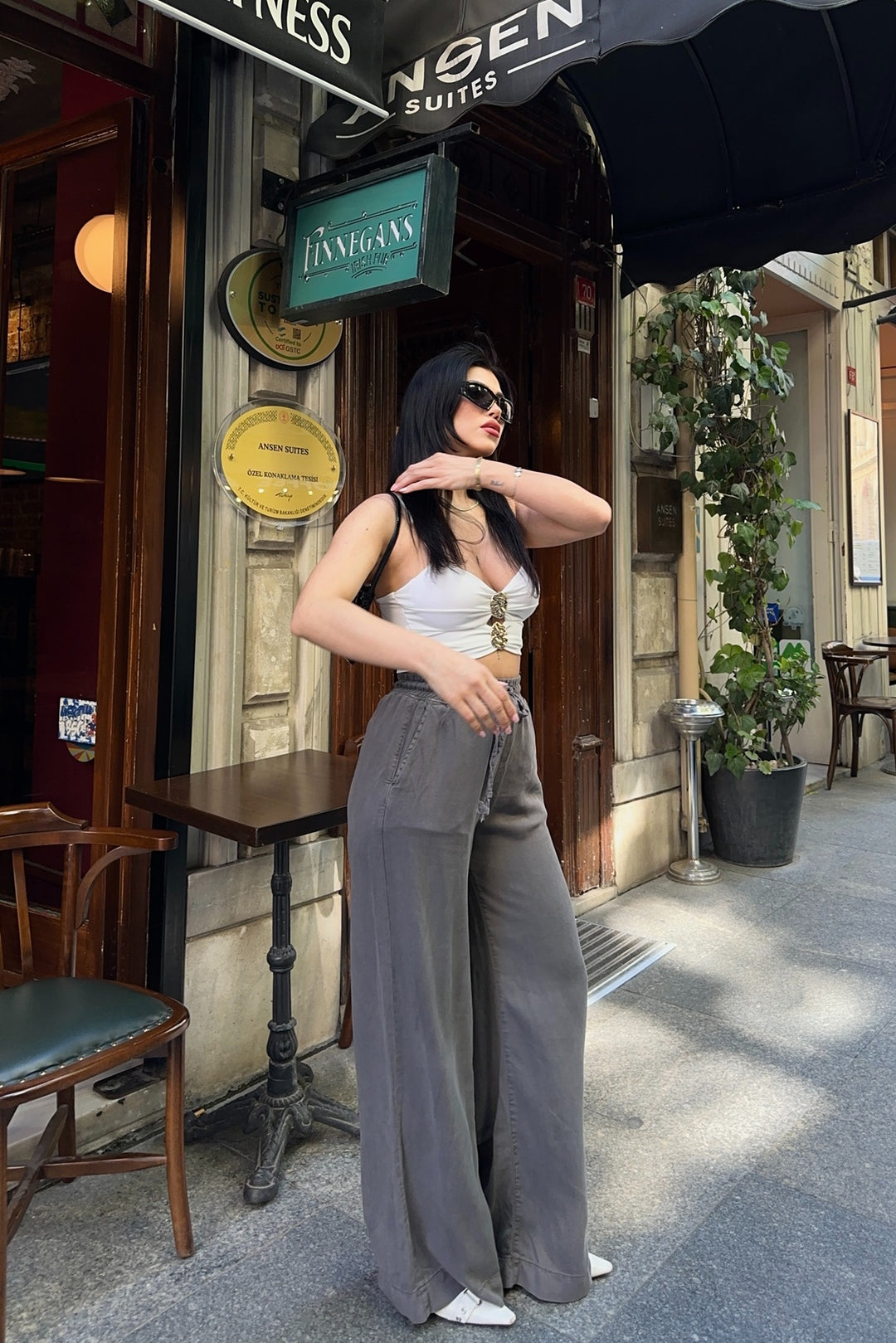 XLJ Elasticated Palazzo Trousers - Greenville